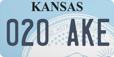 KS license plate 020AKE