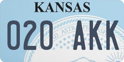 KS license plate 020AKK