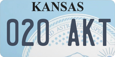 KS license plate 020AKT