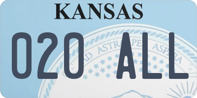 KS license plate 020ALL