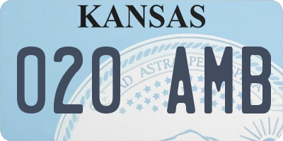 KS license plate 020AMB