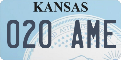 KS license plate 020AME