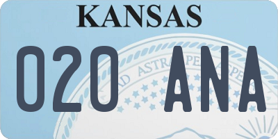 KS license plate 020ANA