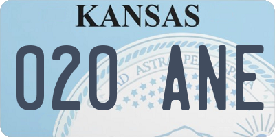 KS license plate 020ANE
