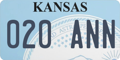 KS license plate 020ANN