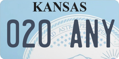 KS license plate 020ANY