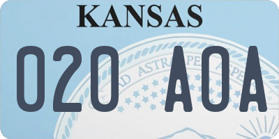 KS license plate 020AOA