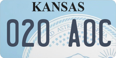 KS license plate 020AOC