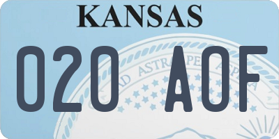 KS license plate 020AOF