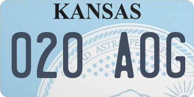 KS license plate 020AOG