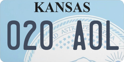 KS license plate 020AOL