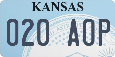 KS license plate 020AOP