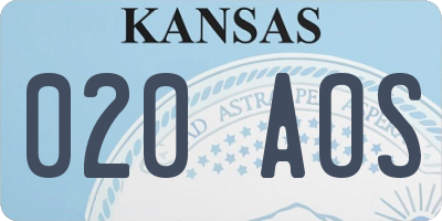 KS license plate 020AOS