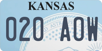 KS license plate 020AOW