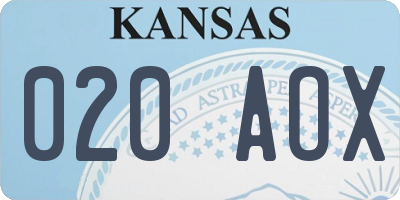 KS license plate 020AOX