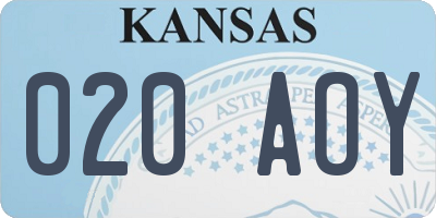 KS license plate 020AOY