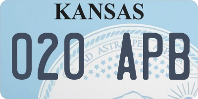 KS license plate 020APB