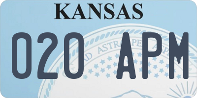 KS license plate 020APM