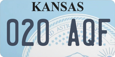 KS license plate 020AQF