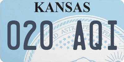KS license plate 020AQI