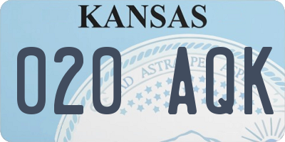 KS license plate 020AQK
