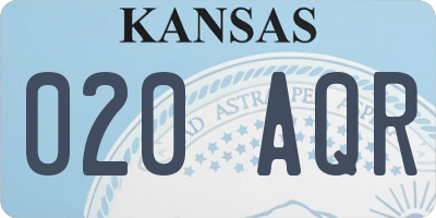 KS license plate 020AQR