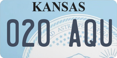 KS license plate 020AQU