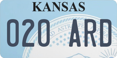 KS license plate 020ARD