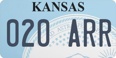 KS license plate 020ARR