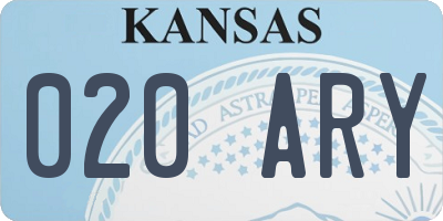 KS license plate 020ARY