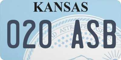 KS license plate 020ASB