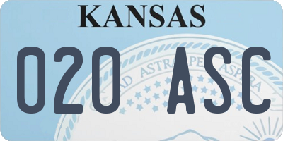 KS license plate 020ASC
