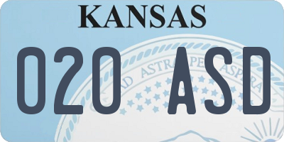 KS license plate 020ASD