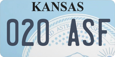 KS license plate 020ASF