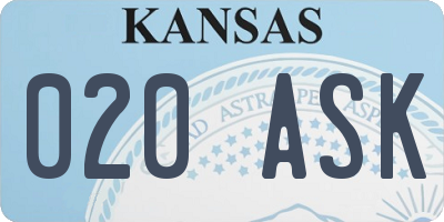 KS license plate 020ASK