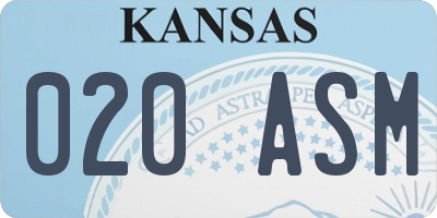 KS license plate 020ASM