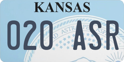 KS license plate 020ASR