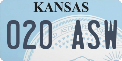 KS license plate 020ASW