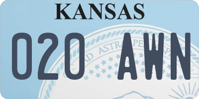 KS license plate 020AWN