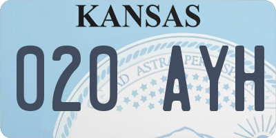 KS license plate 020AYH