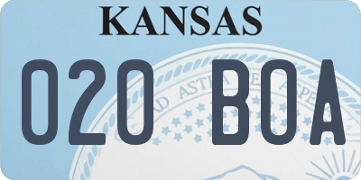 KS license plate 020BOA