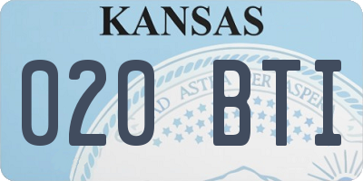 KS license plate 020BTI