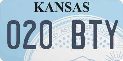 KS license plate 020BTY