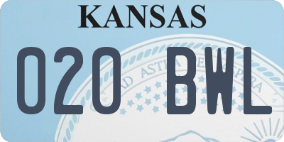 KS license plate 020BWL