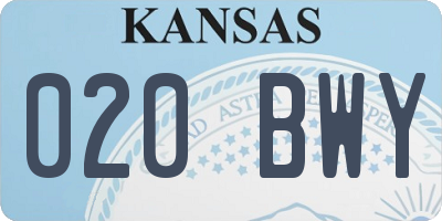 KS license plate 020BWY