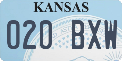 KS license plate 020BXW