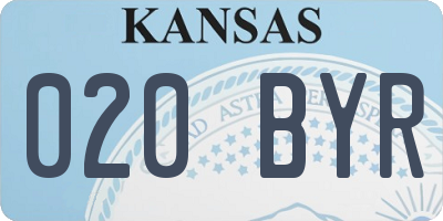 KS license plate 020BYR
