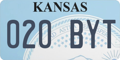 KS license plate 020BYT