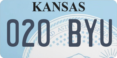 KS license plate 020BYU