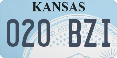 KS license plate 020BZI